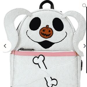 Loungefly White and Pink Mini Bag with Pumpkin and Bone Design